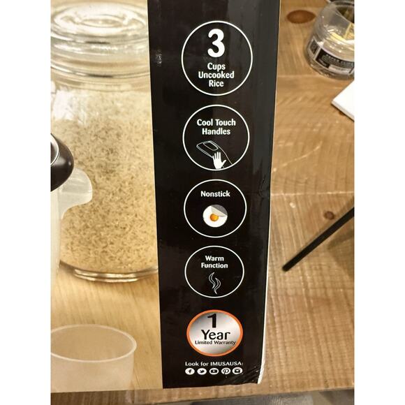 USA GAU-00011 Electric Nonstick Rice Cooker 3-Cup (Uncooked) 6-Cup (Cooked), Whi - Picture 8 of 8